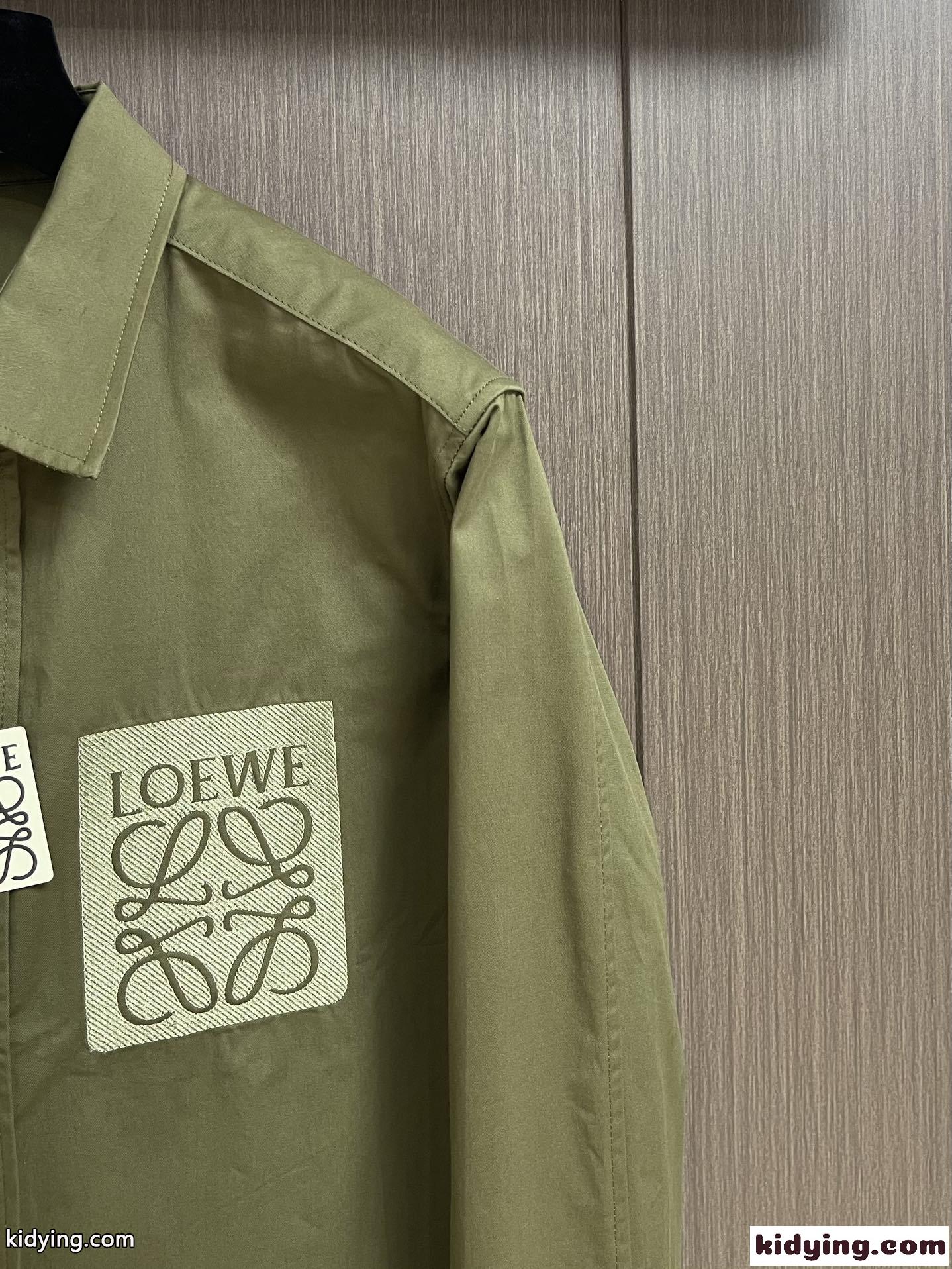 カジュアル コットン ロングスリーブシャツ ロエベ シャツ コピー グリーン-1