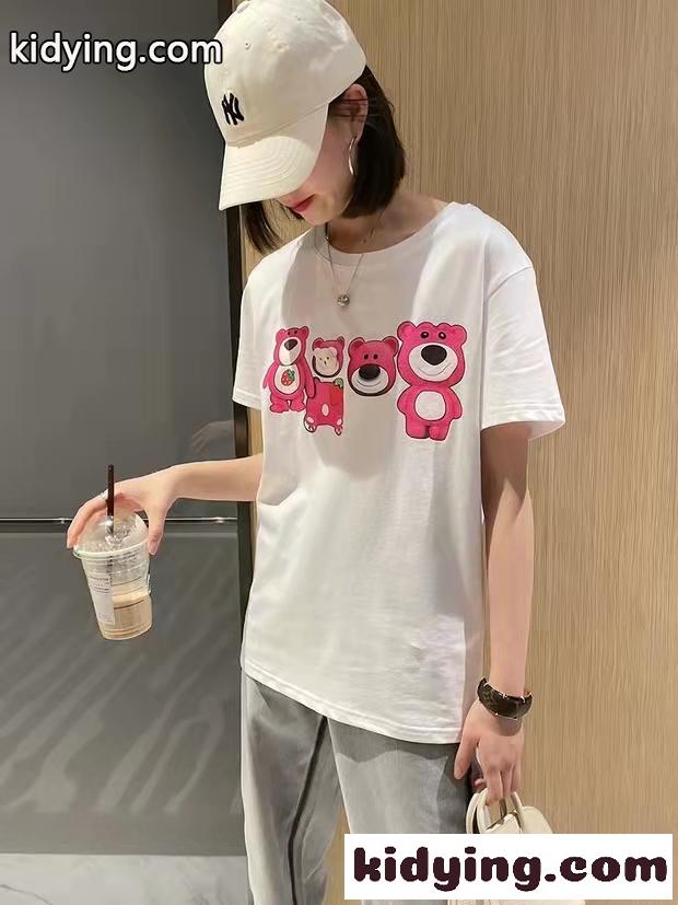 可愛い プリント ゆったり クールネック 人気 レディース トップス ミュウミュウ 半袖tシャツ コピー カジュアル おしゃれ-1