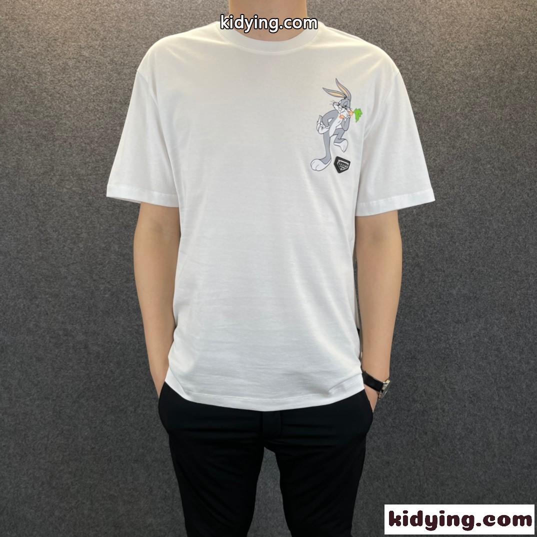 フィリッププレイン 半袖Tシャツ コピー クルーネック カジュアル 柔らかい 快適 メンズ トップス ホワイト ブラック-0