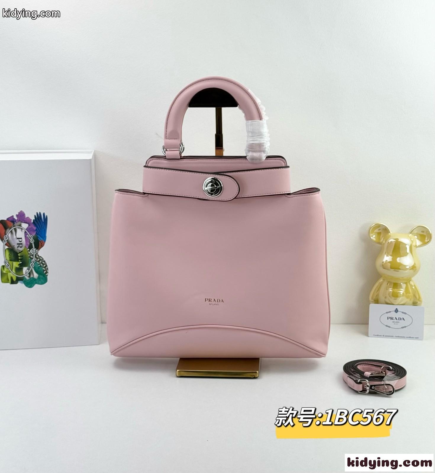 新作♪PRADA エチュード ミディアム レザーバッグ プラダ バッグ コピー ピンク-1