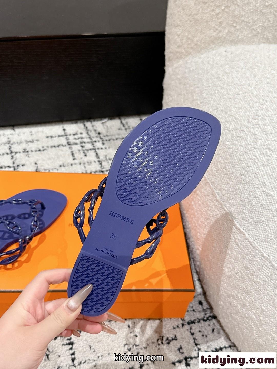 お洒落 エルメス サンダル アイランド スーパーコピー パープル 夏人気-4
