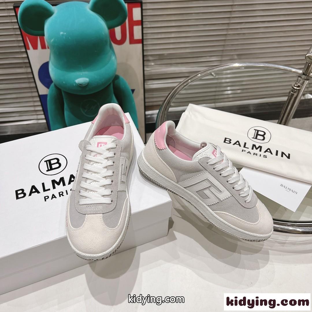 バルマン スニーカー スーパーコピー Balmain Swan レザー＆スエード スニーカー-0