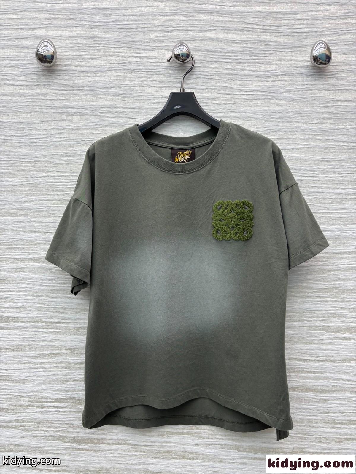 アナグラム コットン 半袖Tシャツ ロエベ Tシャツ コピー グリーン-0