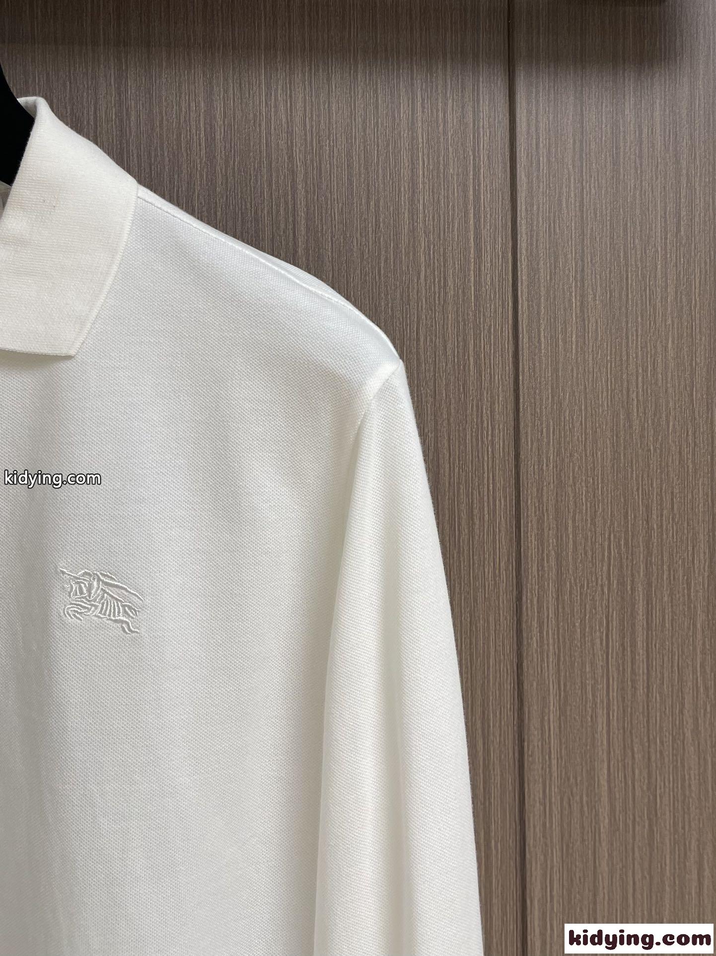 ロングスリーブ コットン ポロシャツ バーバリー Tシャツ コピー ホワイト-2