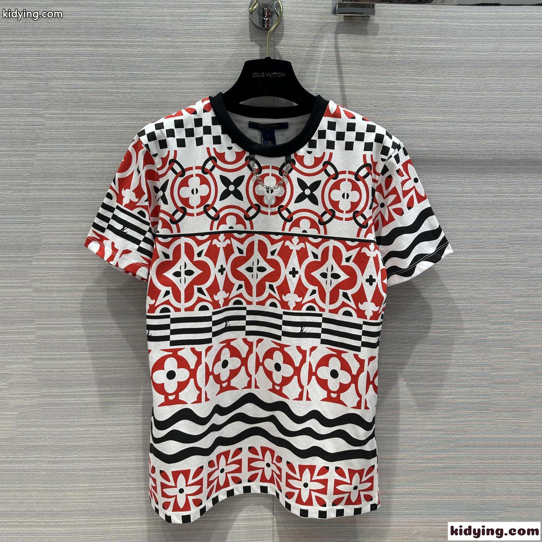 モノグラムタイルTシャツ ルイ・ヴィトン Tシャツ コピー クルーネック 半袖-2