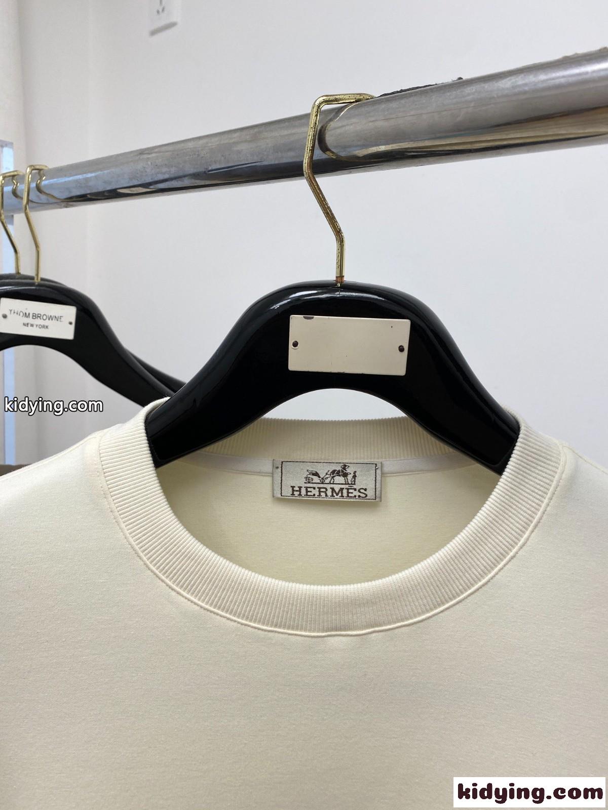 人気 カジュアル ジョギングスウェットシャツ エルメス Tシャツ コピー ホワイト-2