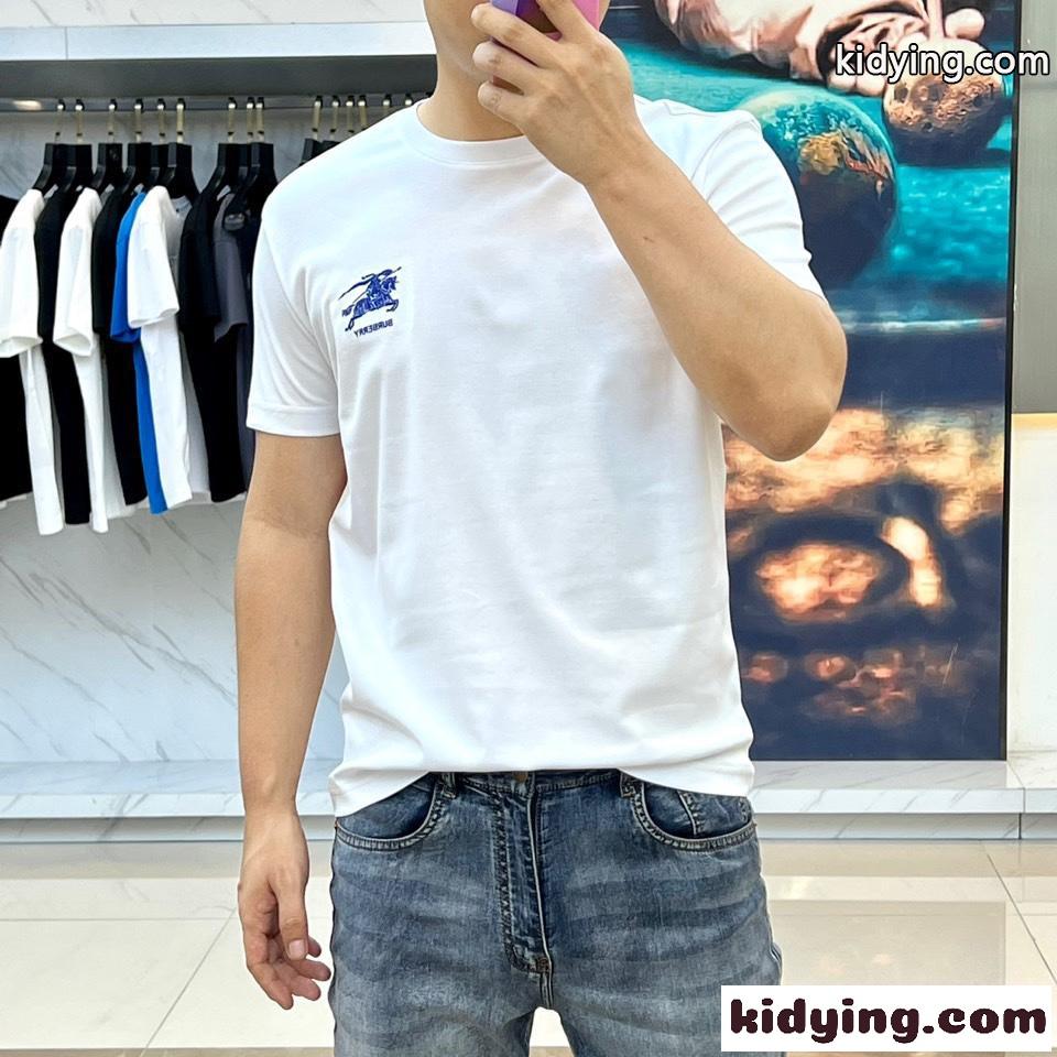 大人気 ロゴ コットン クルーネック 半袖Tシャツ バーバリー Tシャツ コピー ホワイト-2