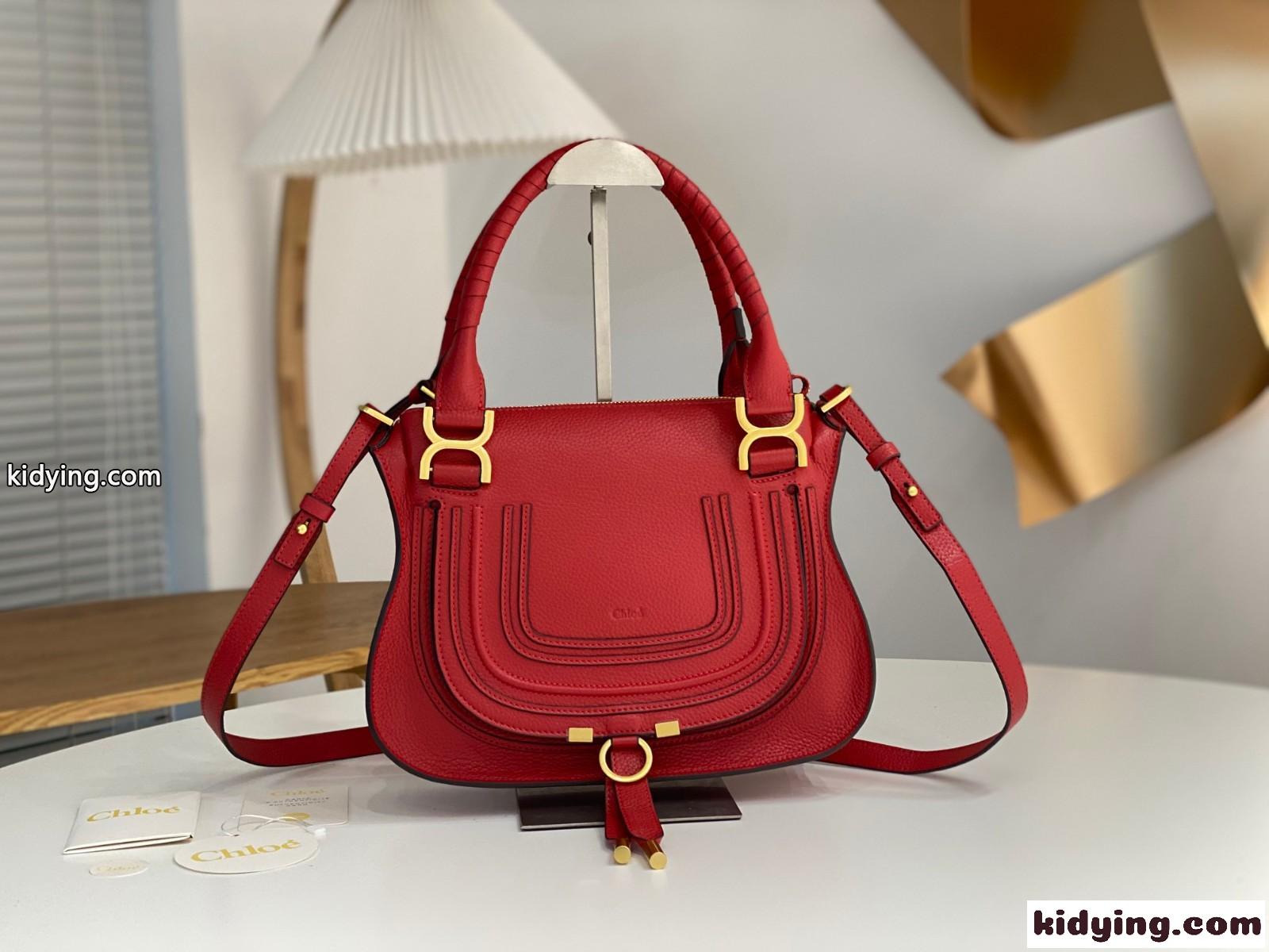 MARCIE スモール ダブルキャリーバッグ クロエ バッグ スーパーコピー レッド-0