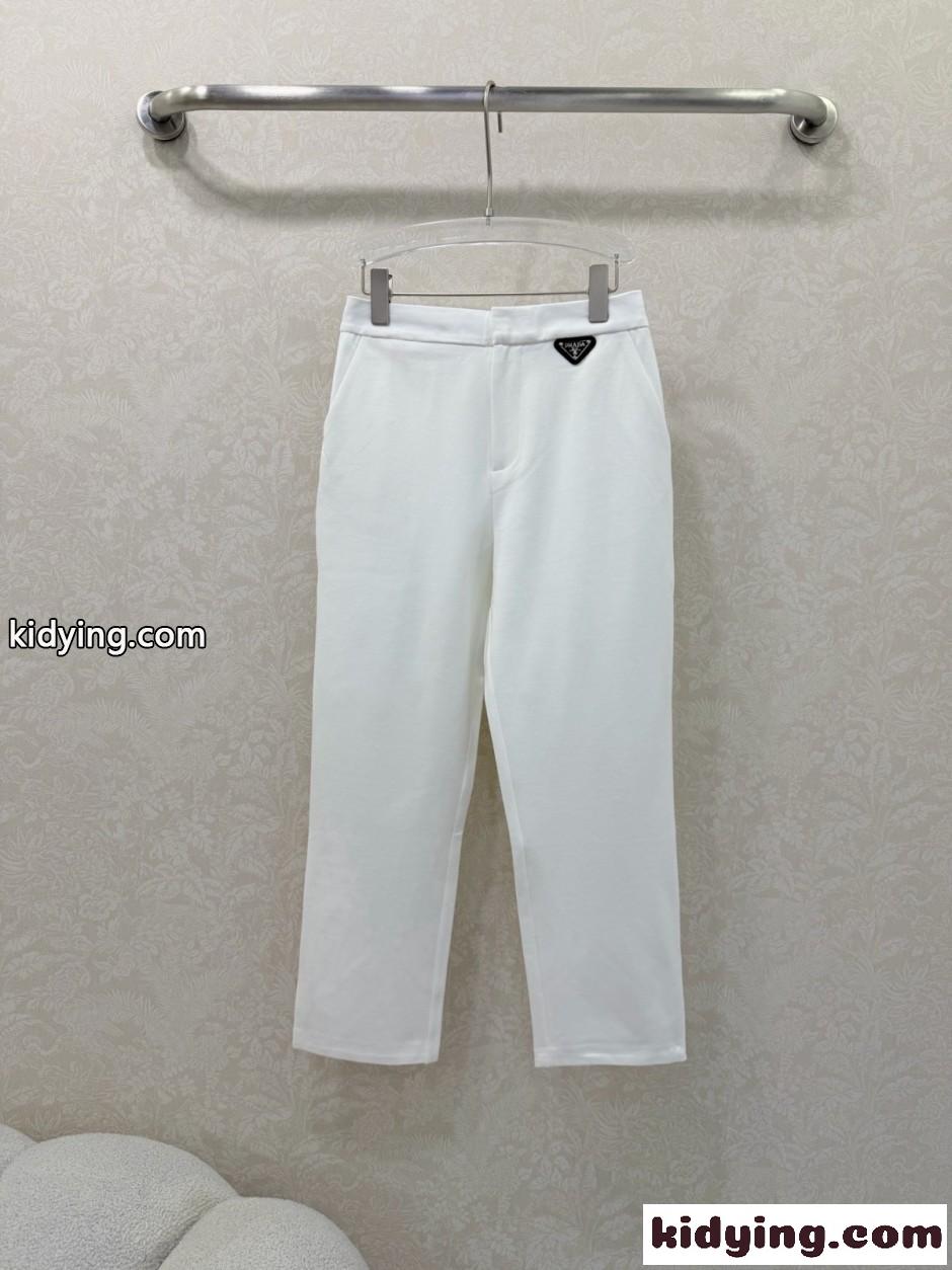 シンプル 上品 テーパードパンツ プラダ パンツ 偽物 レディース ホワイト-2