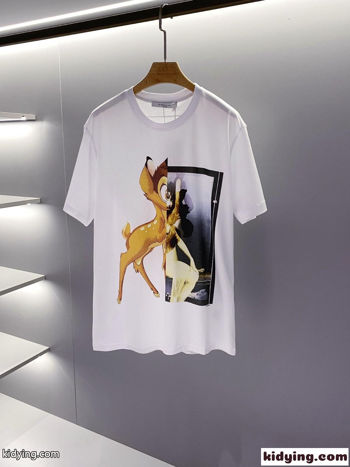 Givenchy x Disney コラボ 人気 バンビプリント コットン ジバンシィ Tシャツ コピー 半袖 クルーネック-1