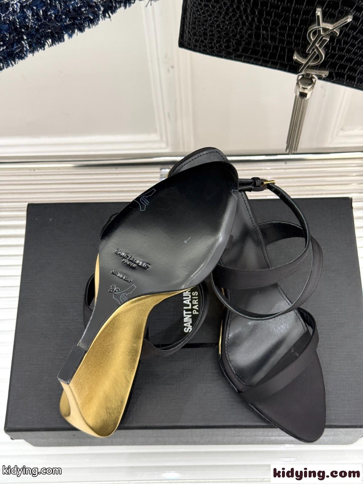 注目アイテム YSL サロメ ウェッジサンダル イヴ・サンローラン ローラン コピー ブラック-4