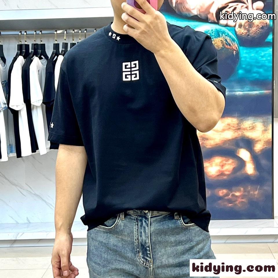 シンプル カジュアル クルーネック 半袖Tシャツ ジバンシィ Tシャツ 偽物 ブラック-2