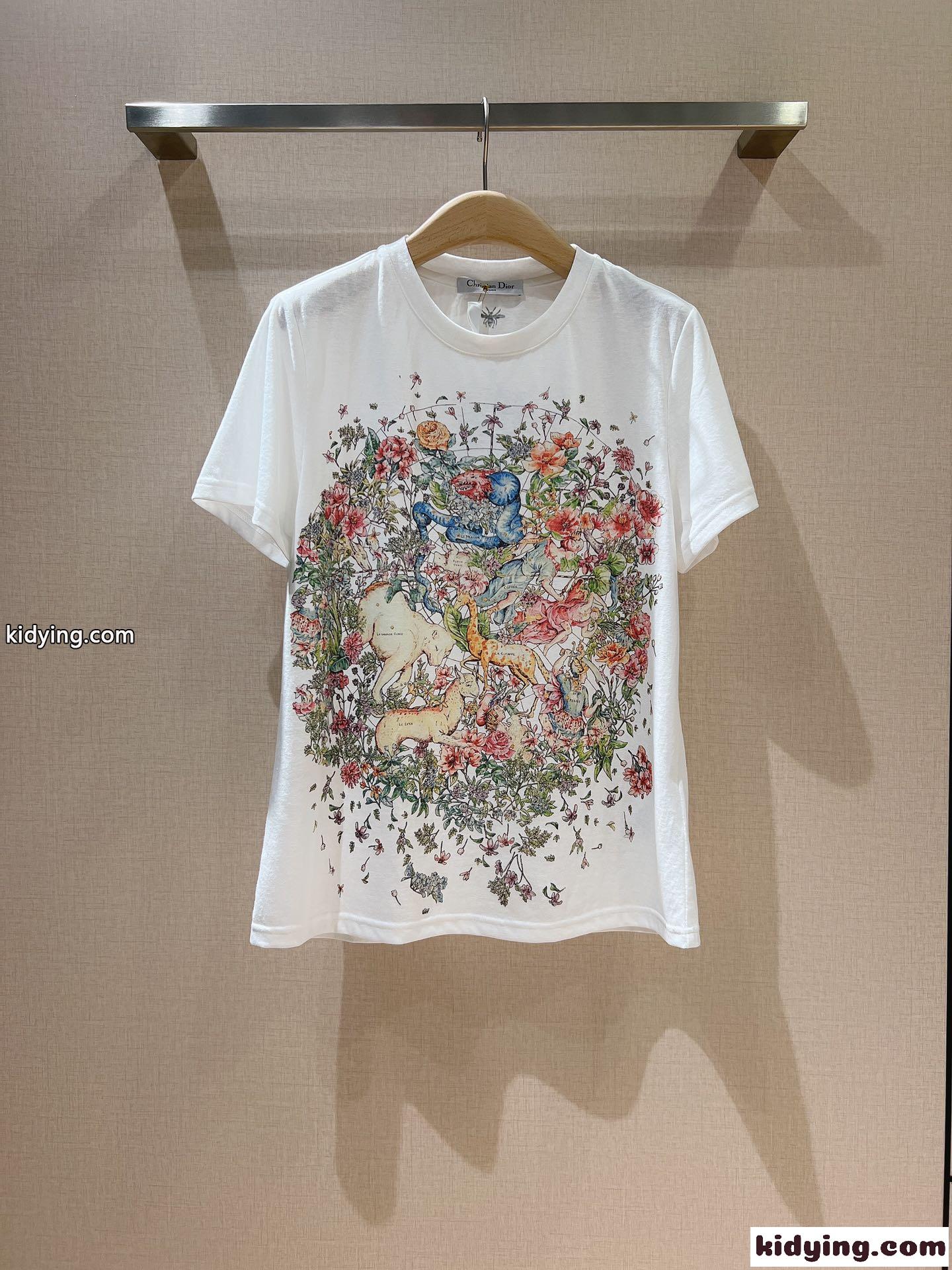 春夏 新作 薄手 快適 プリント クリスチャン・ディオール Tシャツ コピー 半袖 レディース トップス-1