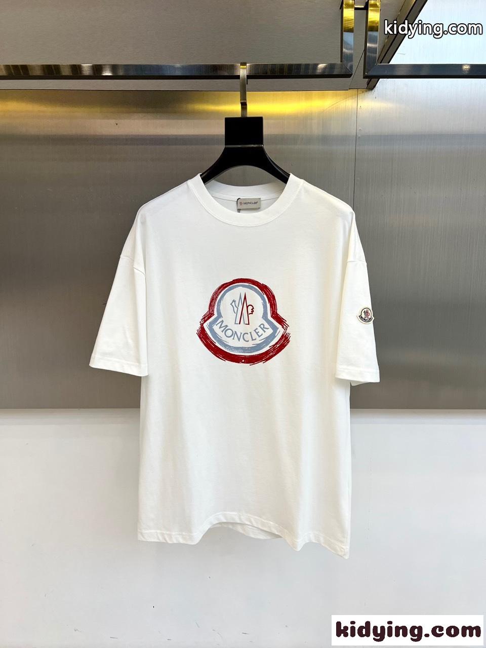 定番 ロゴ入り クルーネック 半袖Tシャツ モンクレール Tシャツ 偽物 ホワイト-0