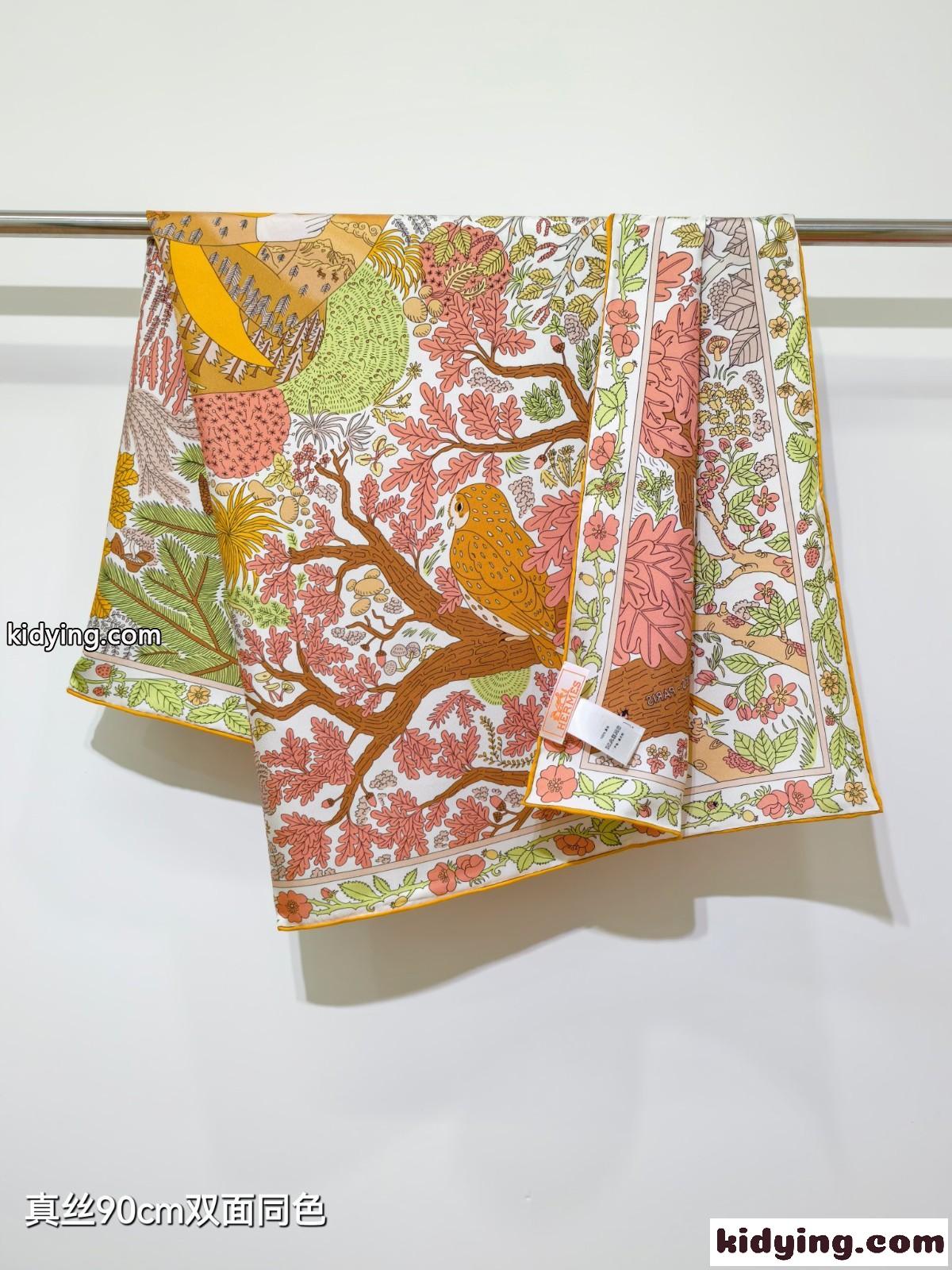 上品 プリント 大判スカーフ エルメス スカーフ コピー シルク 90x90-4