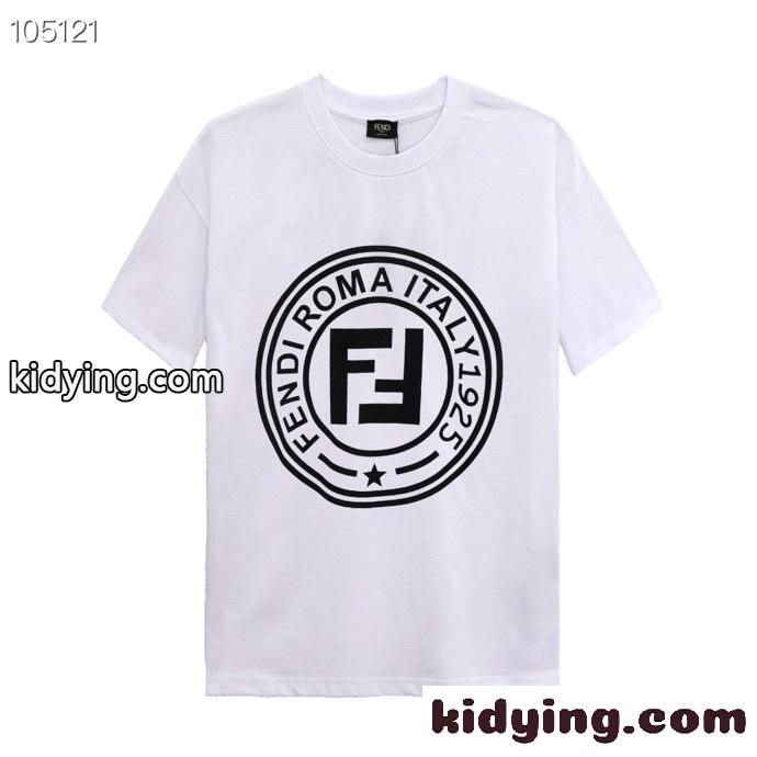 ロゴ プリント カジュアル おしゃれ 半袖 トップス フェンディ Tシャツ コピー クルーネック 快適 ホワイト ブラック-4