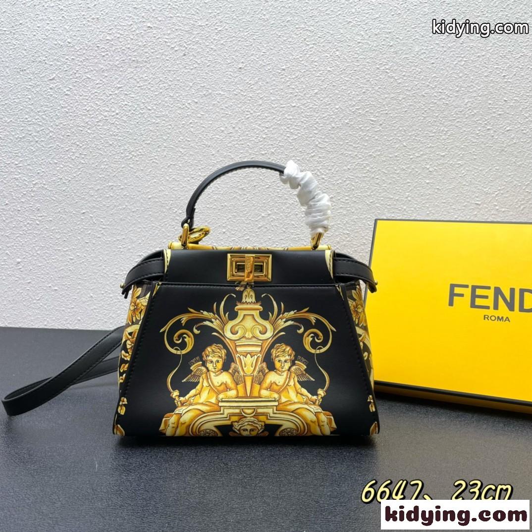 FENDI × VERSACE フェンダーチェ フェンディ バッグ 人気 コピー レディース エレガント プリント ハンドバッグ-2