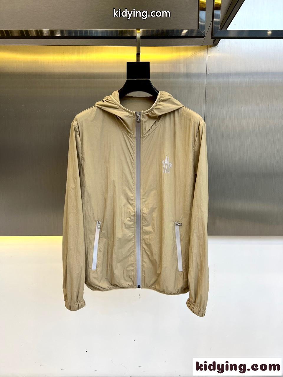 薄手 UVカット モンクレール ジャケット 偽物 春夏 ジップアップパーカー ベージュ-0