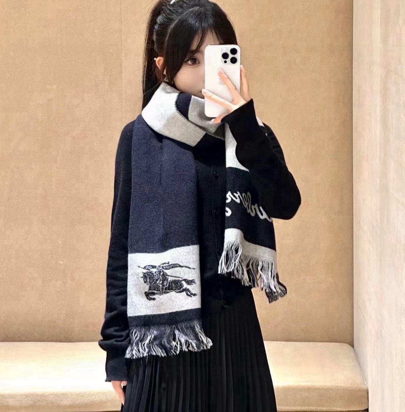 EKD ロゴ カシミヤスカーフ バーバリー スカーフ コピー ユニセックス マフラー-1