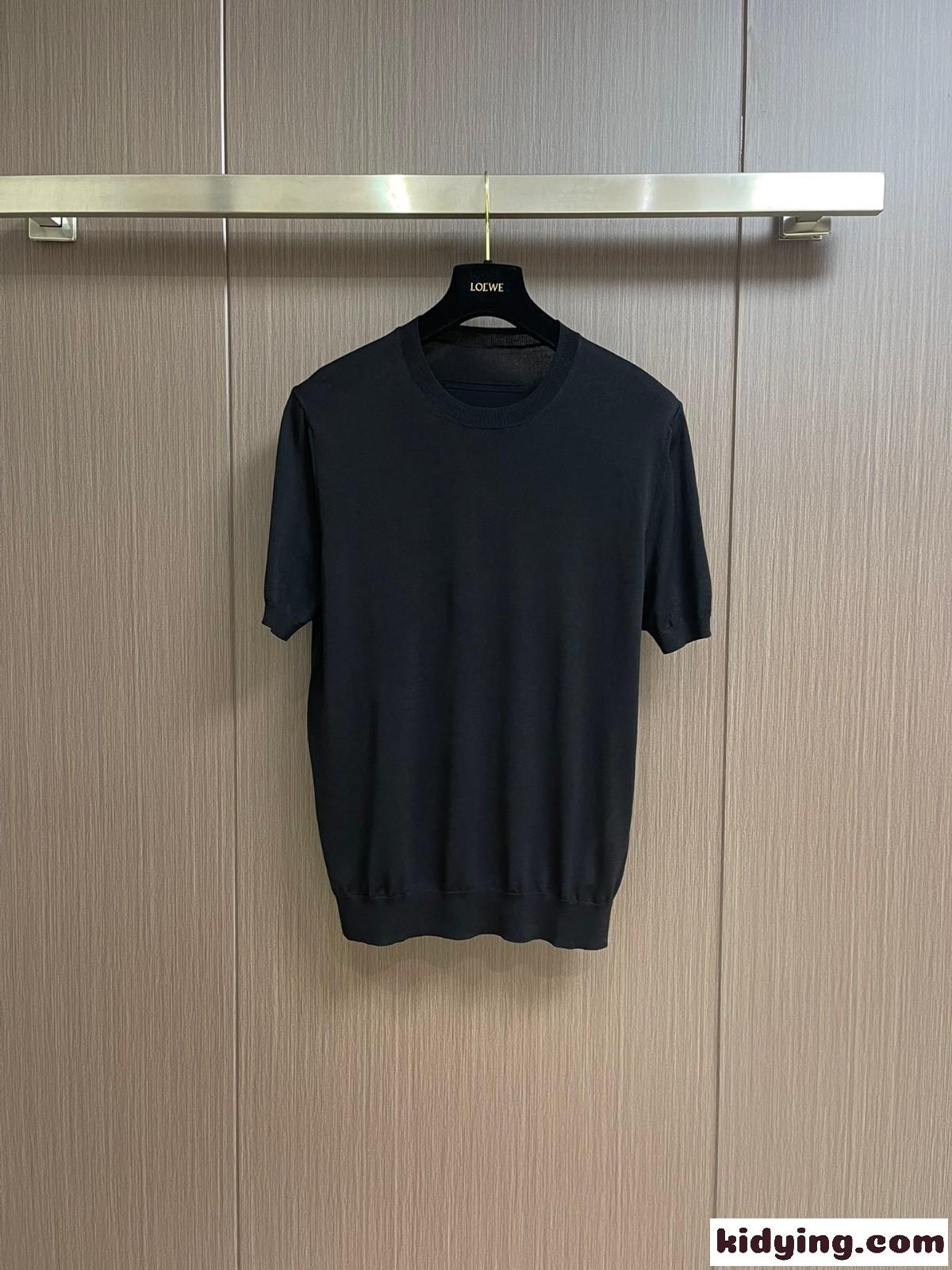 シンプル 快適 ニット 半袖Tシャツ エルメネジルド・ゼニア ニット コピー ブラック-2