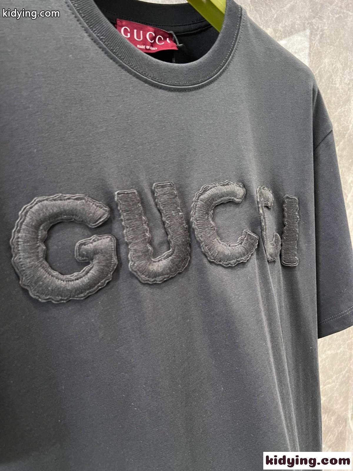 カジュアル ゆったり コットン 半袖Tシャツ グッチ Tシャツ コピー ブラック-3