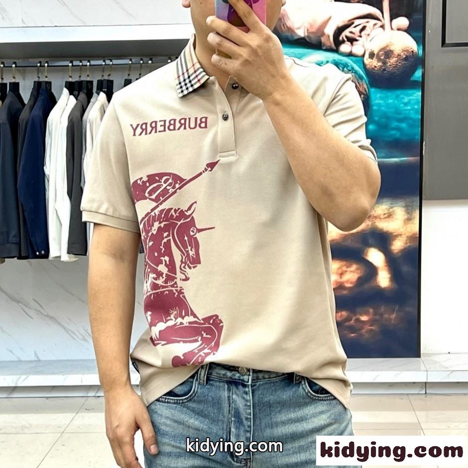 バーバリー Tシャツ 偽物 EKD コットンピケ 半袖 ポロシャツ ベージュ-0