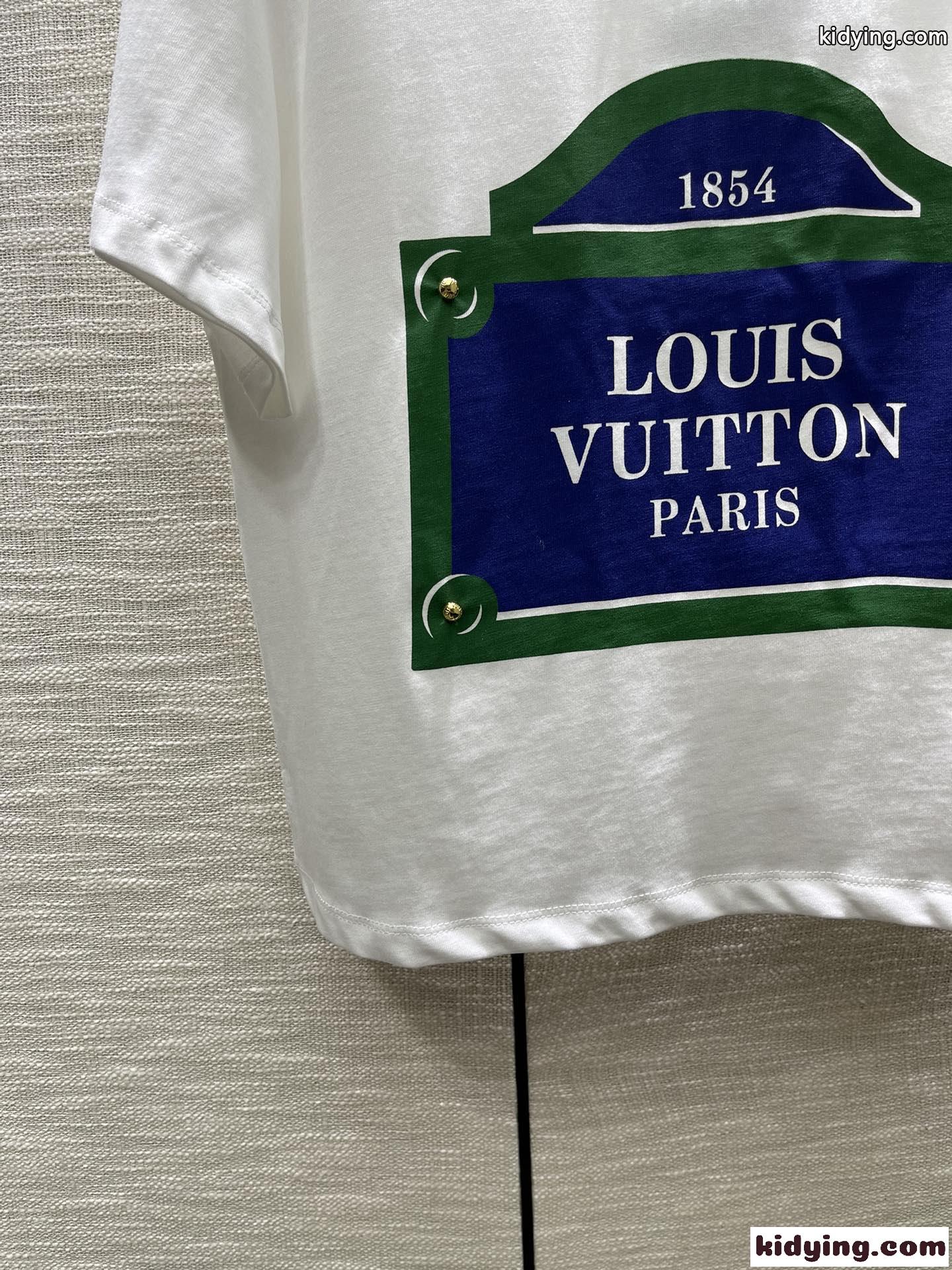 ルイ・ヴィトン LVストリートサインTシャツ コピー 半袖 クルーネック トップス-3