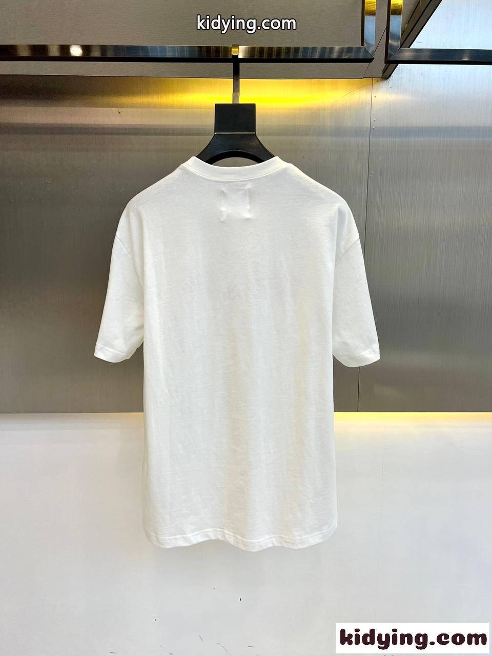 シンプル おしゃれ ロゴ 刺繍 クルーネック ジバンシィ Tシャツ コピー コットン 半袖 ホワイト-4