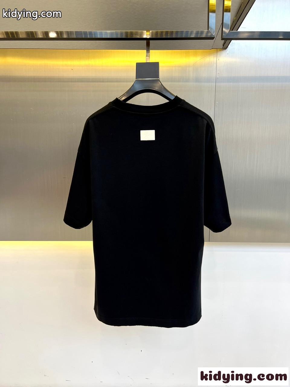 カジュアル ロゴ 半袖Tシャツ ドルチェ&ガッバーナ Tシャツ 偽物 コットン ブラック-2