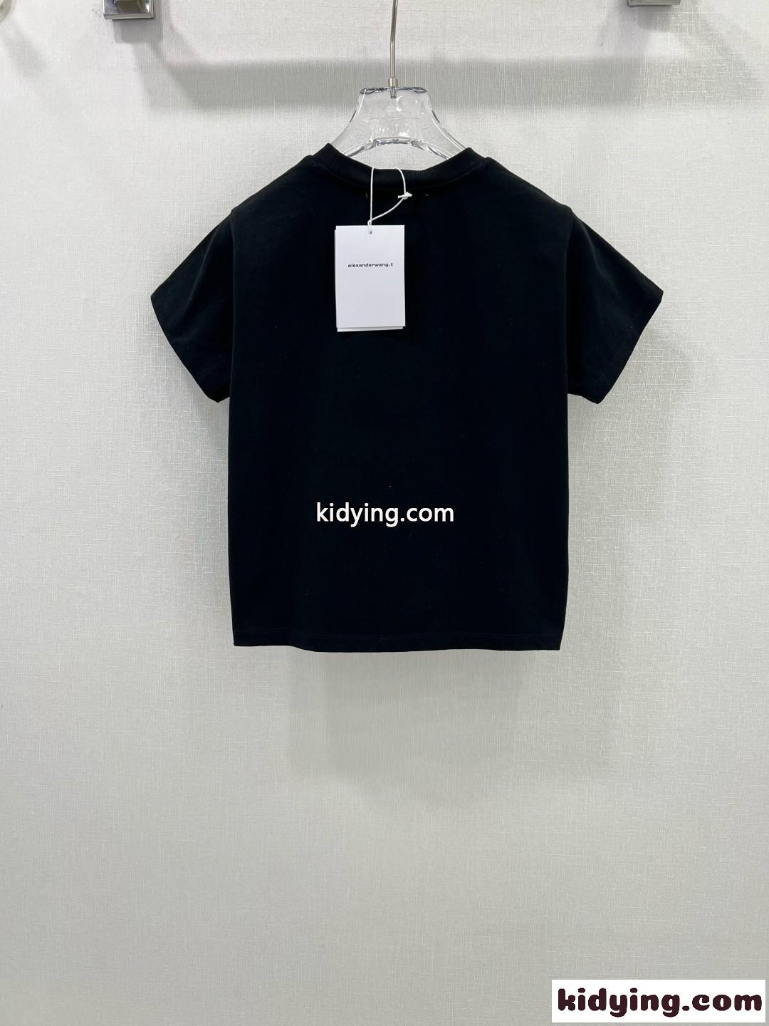 カジュアル 合わせやすい コットン 半袖Tシャツ アレキサンダーワング Tシャツ コピー ブラック-0