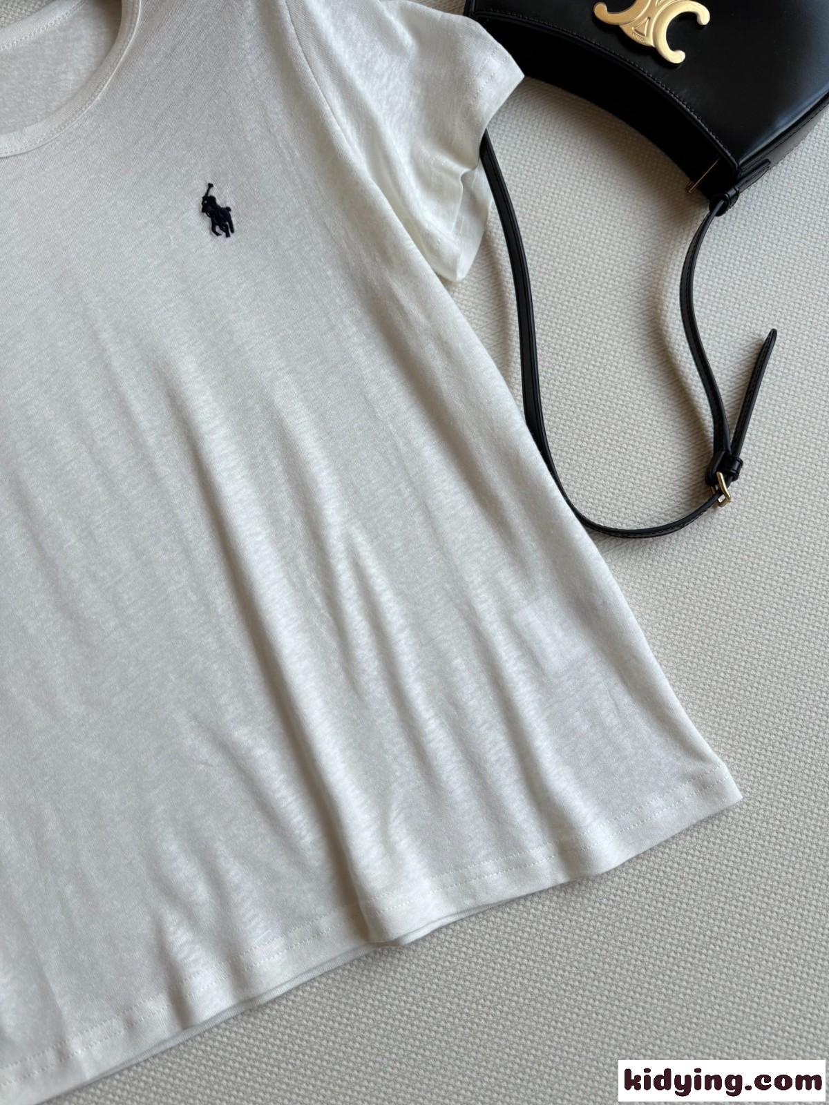シンプル リネン＆コットン半袖Tシャツ ラルフローレン Tシャツ コピー ホワイト-3