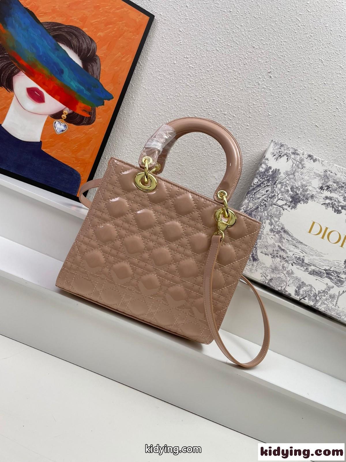 LADY DIOR パテントレザー ミディアムバッグ クリスチャン・ディオール バッグ コピー ハンドバッグ-2