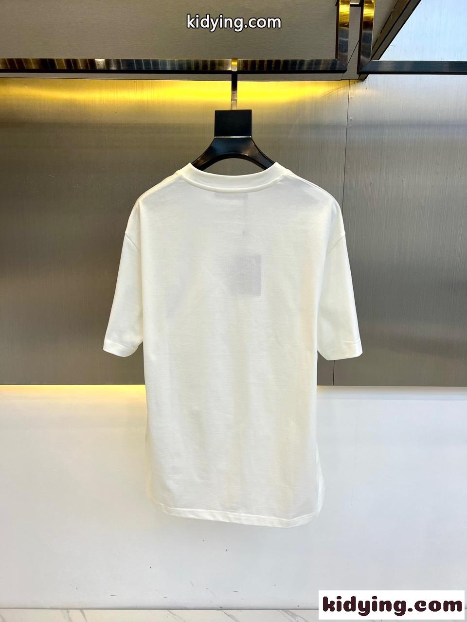 カジュアル シンプル コットン 半袖Tシャツ ルイ・ヴィトン Tシャツ コピー ホワイト-3