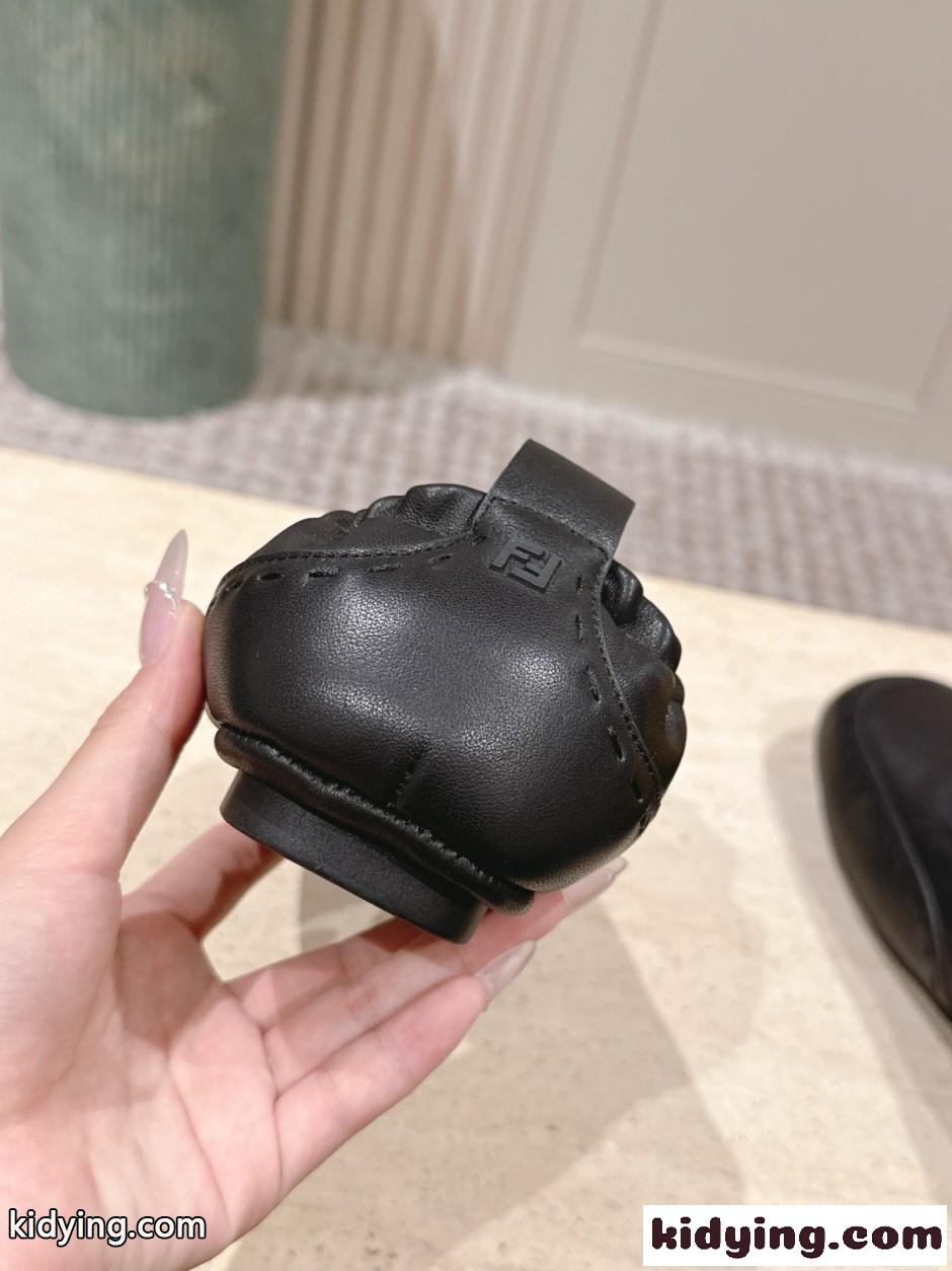 人気 カジュアル フェンディ フィット スニーカー レザー ロートップ ブラック-4