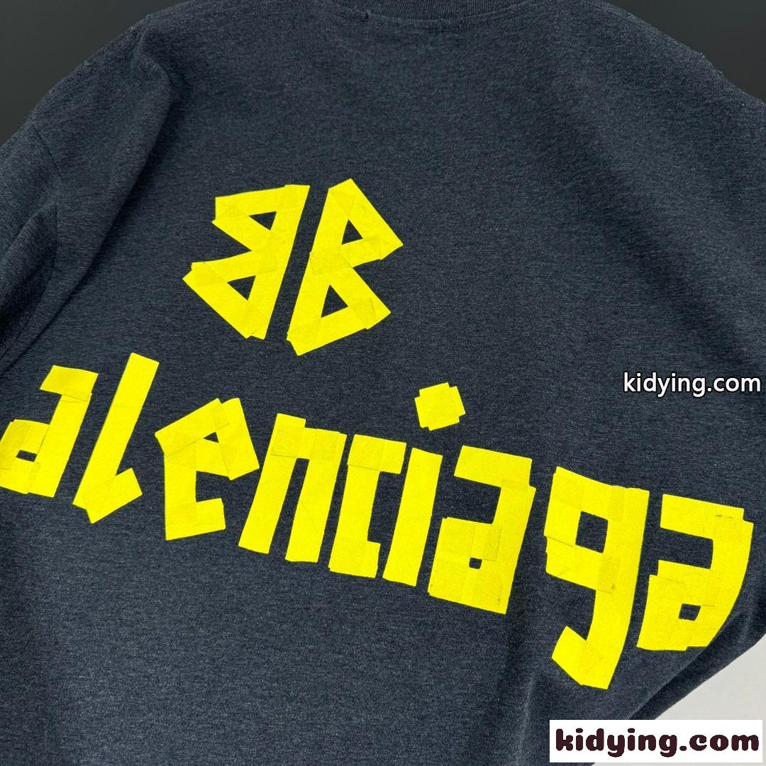 人気 カジュアル TAPE TYPE Tシャツ バレンシアガ Tシャツ コピー ダークグレー-3