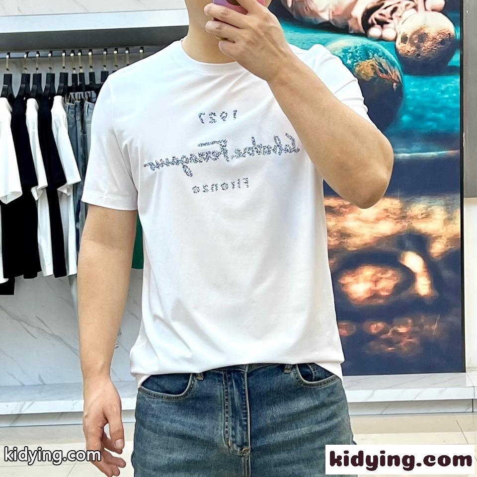 サルヴァトーレ・フェラガモ Tシャツ コピー シンプル ロゴ入り 半袖Tシャツ ホワイト-2