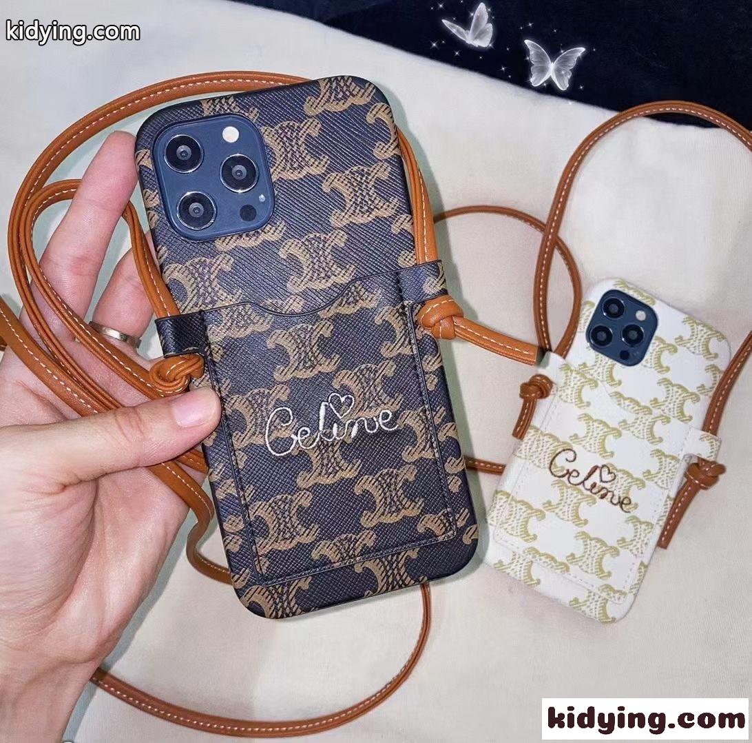 セリーヌ アイフォンケース コピー おしゃれ カードスロット 斜めがけ ショルダー 落下防止 スマホケース-2