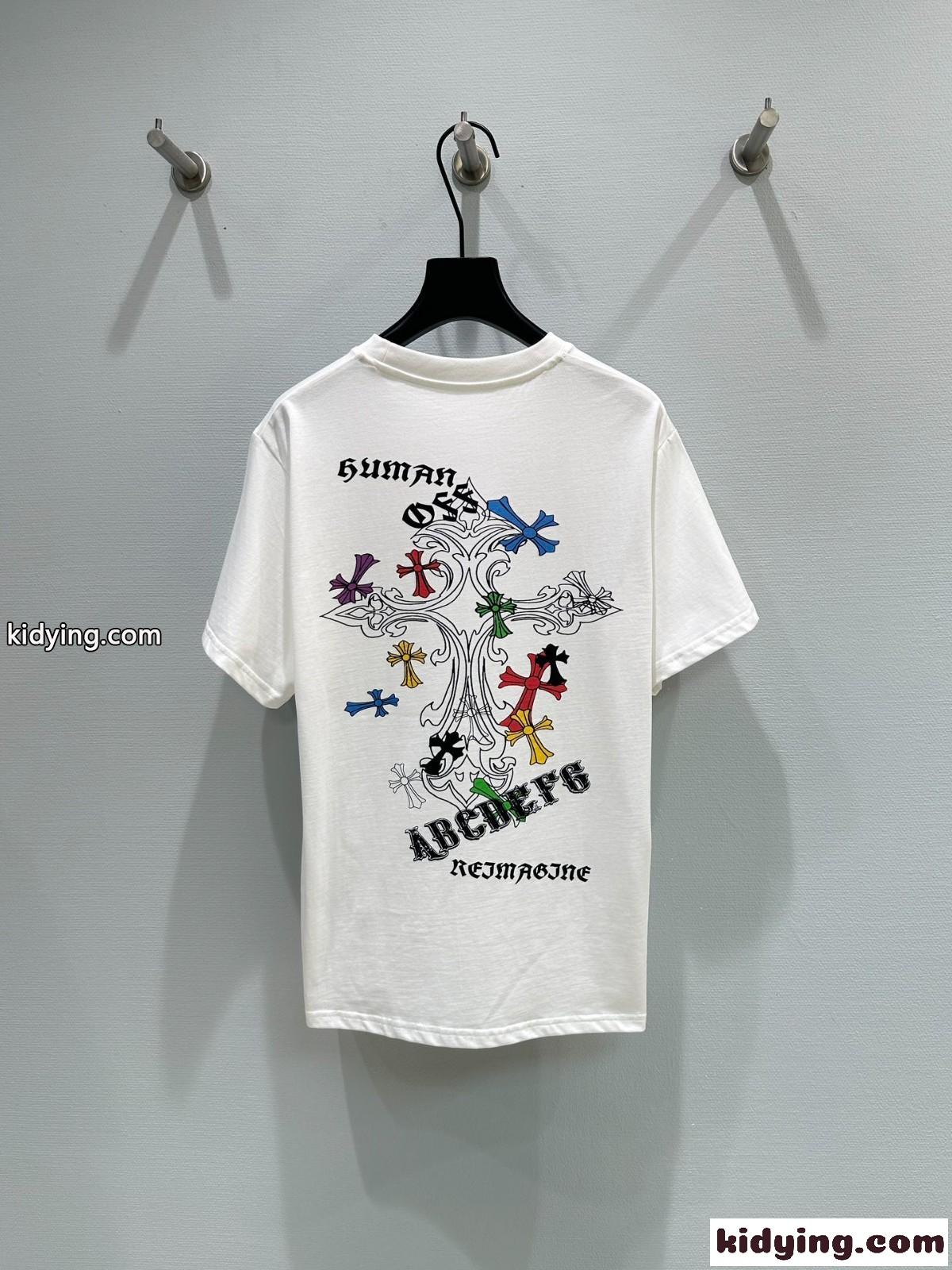ユニセックス プリント 半袖Tシャツ クロムハーツ Tシャツ コピー コットン ホワイト-4
