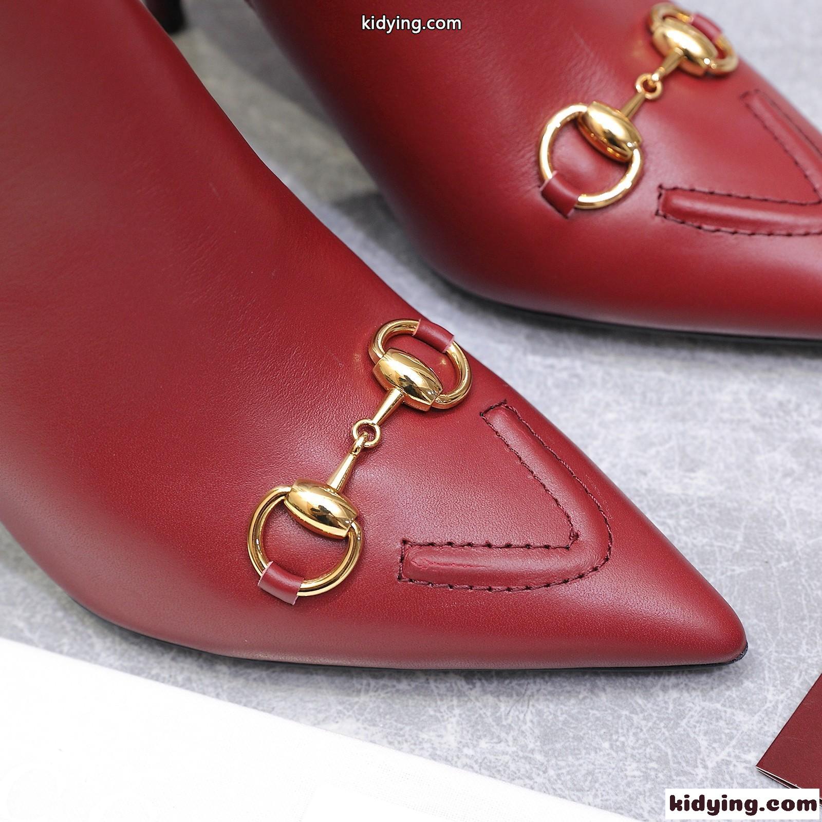 Gucci ホースビット レザー アンクルブーツ グッチ ブーツ コピー ポインテッドトゥ レッド-2