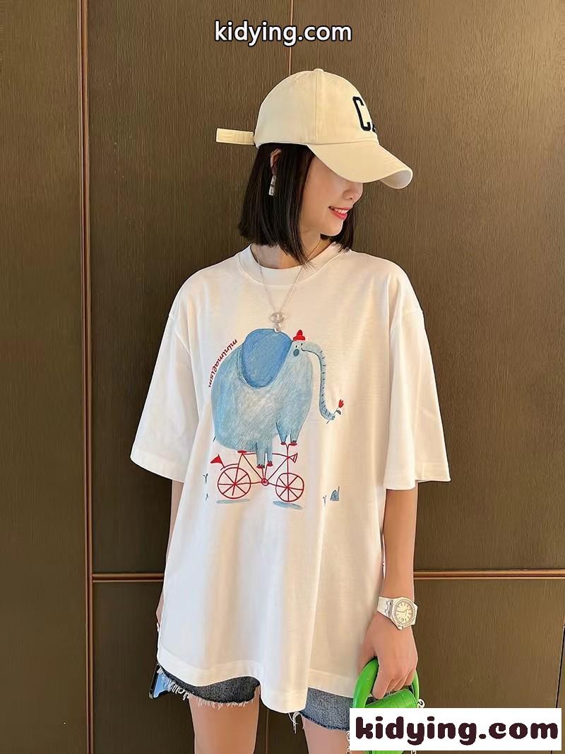 今季流行り ビッグシルエット 体型カバー ミュウミュウ 半袖tシャツ コピー プリント コットン トップス-4