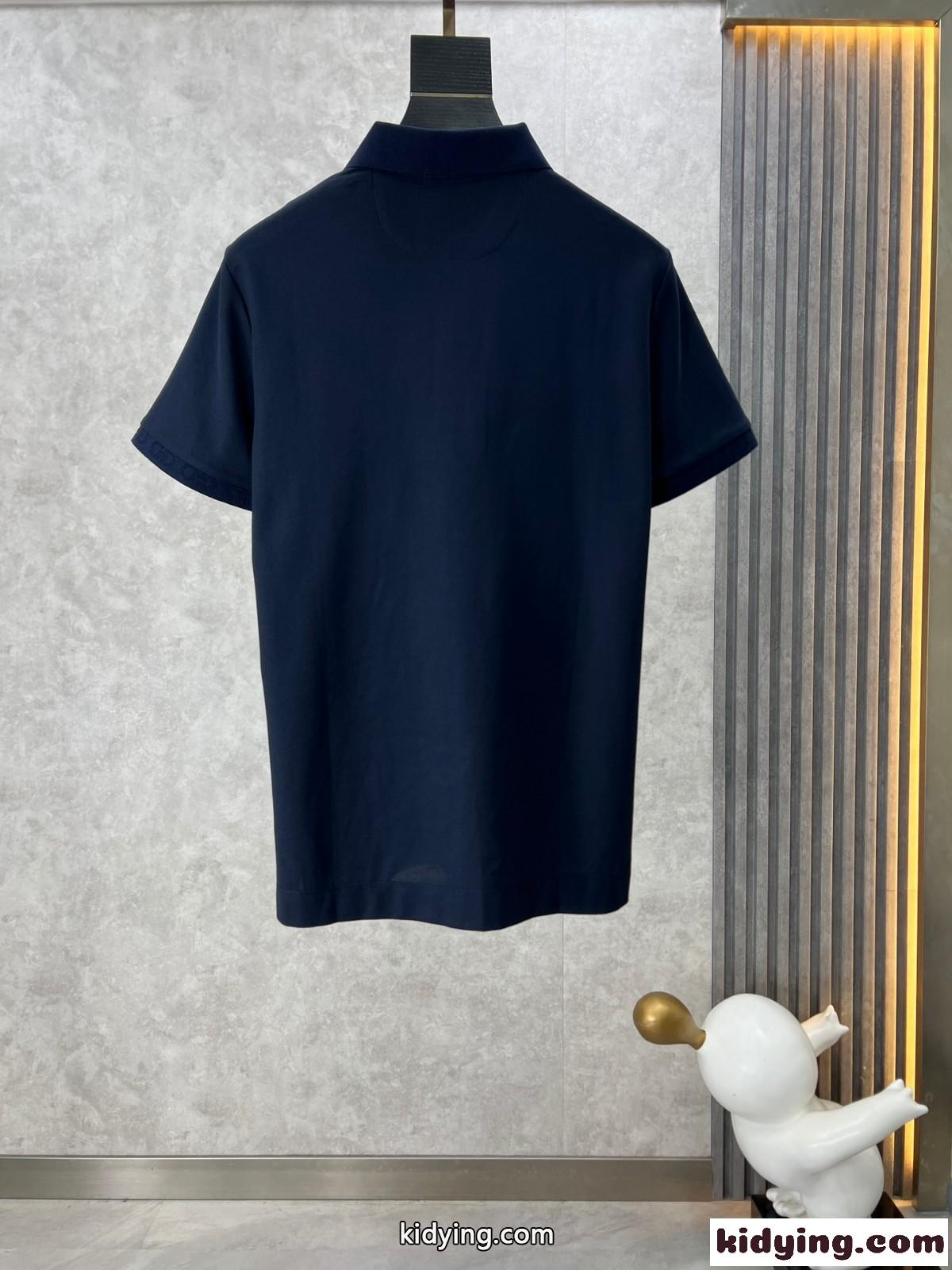 シンプル サルヴァトーレ・フェラガモ 半袖Tシャツ コピー ポロシャツ ネイビー-0