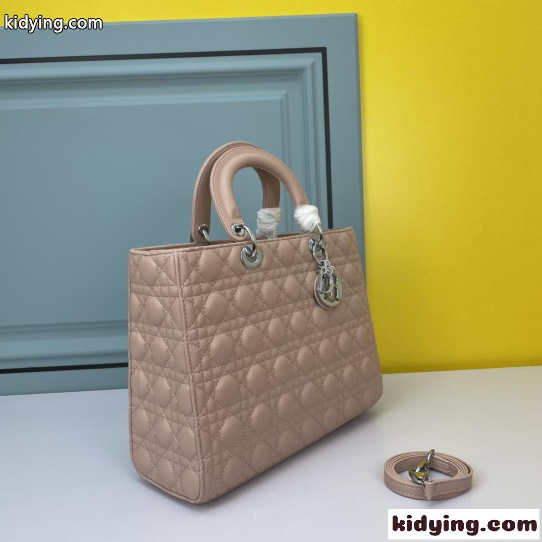 LADY DIOR ラージバッグ クリスチャン・ディオール スーパーコピー ラムスキン ピンク-0