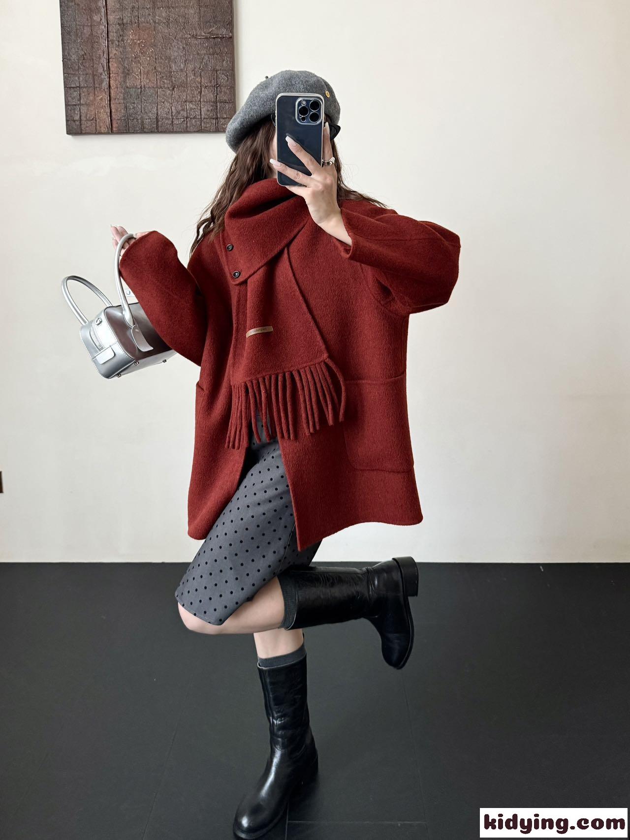 2024年の定番人気 loewe ジャケットスーパーコピー コート トップス 優雅 アウター 両面兼用 保温 レッド-0