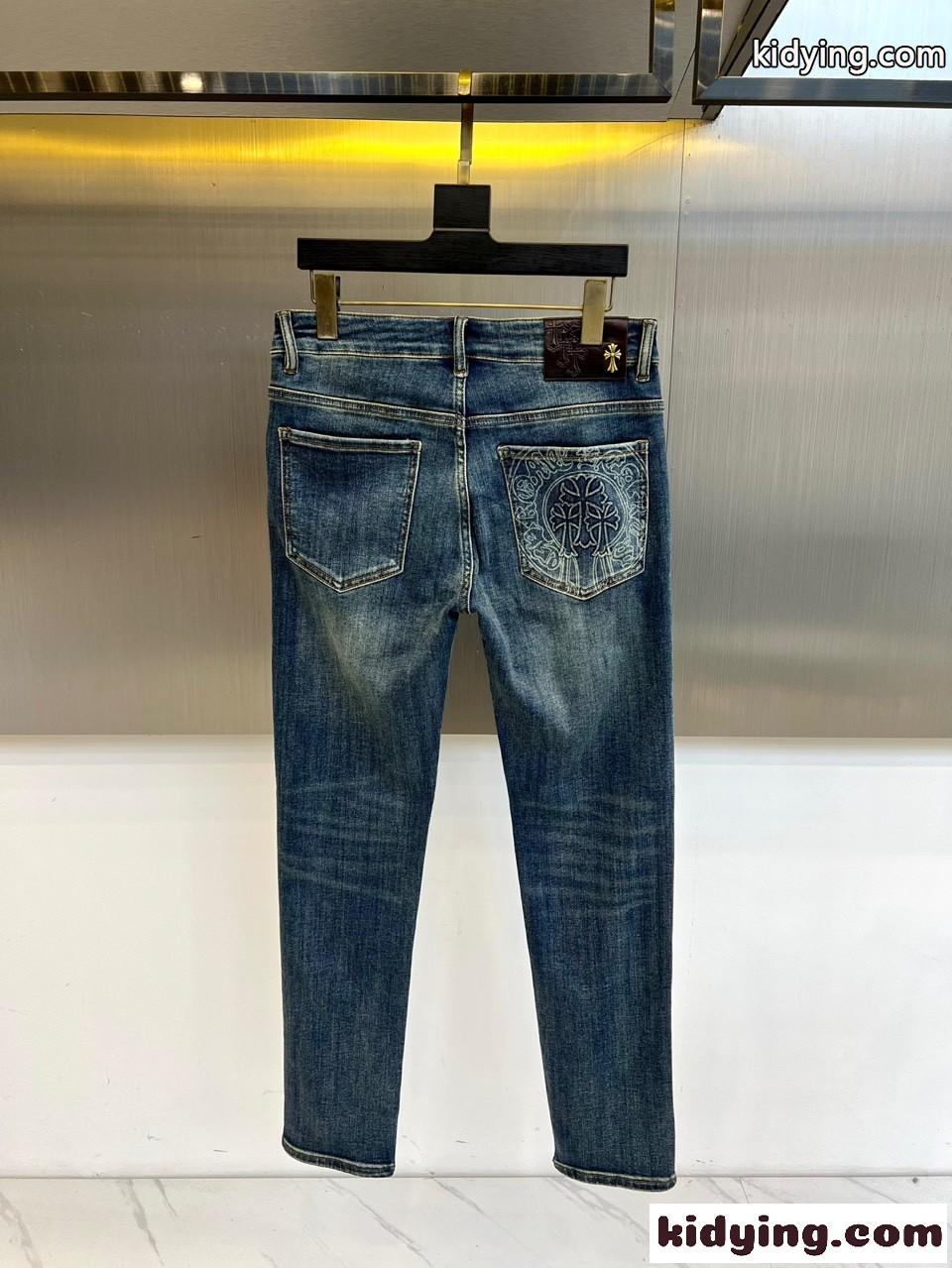 合わせやすい ストレッチ デニムパンツ クロムハーツ ジーンズ 偽物 メンズ-1
