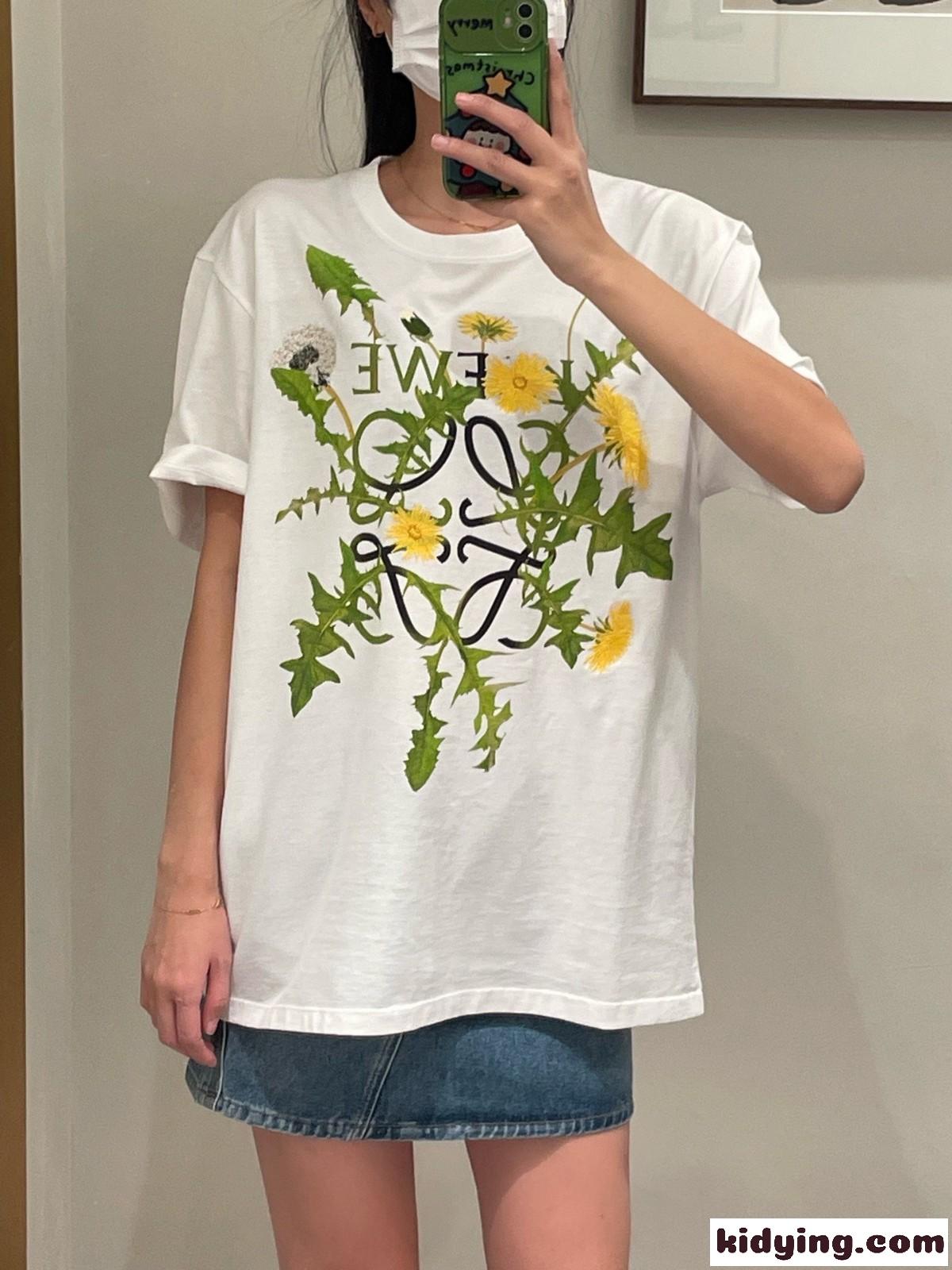 おしゃれ アナグラム フラワー 半袖Tシャツ コットン ロエベ Tシャツ コピー ユニセックス-4