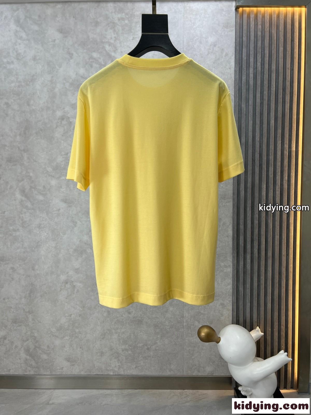 定番 人気 合わせやすい 半袖Tシャツ エルメス Tシャツ コピー イエロー-0