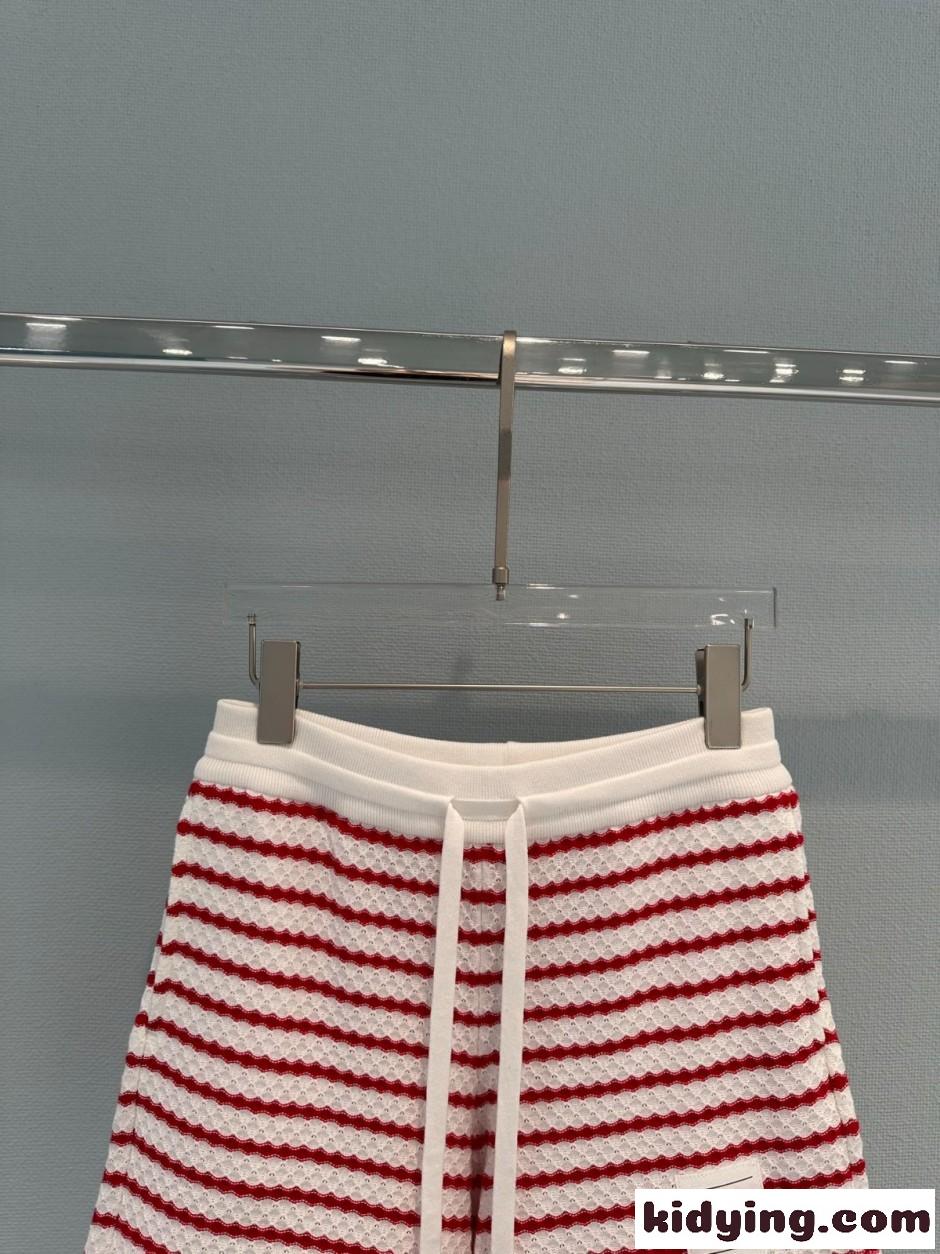 爽やか ボーダー柄 ニット ショートパンツ トムブラウン パンツ 偽物 レッド-0
