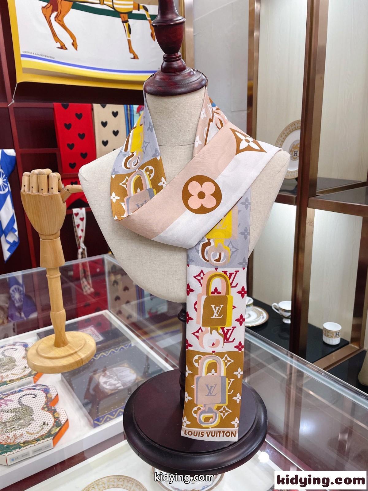 M77674 バンドー・LV アンロックト ルイ・ヴィトン スカーフ コピー シルク 髪飾り バッグ飾り-4