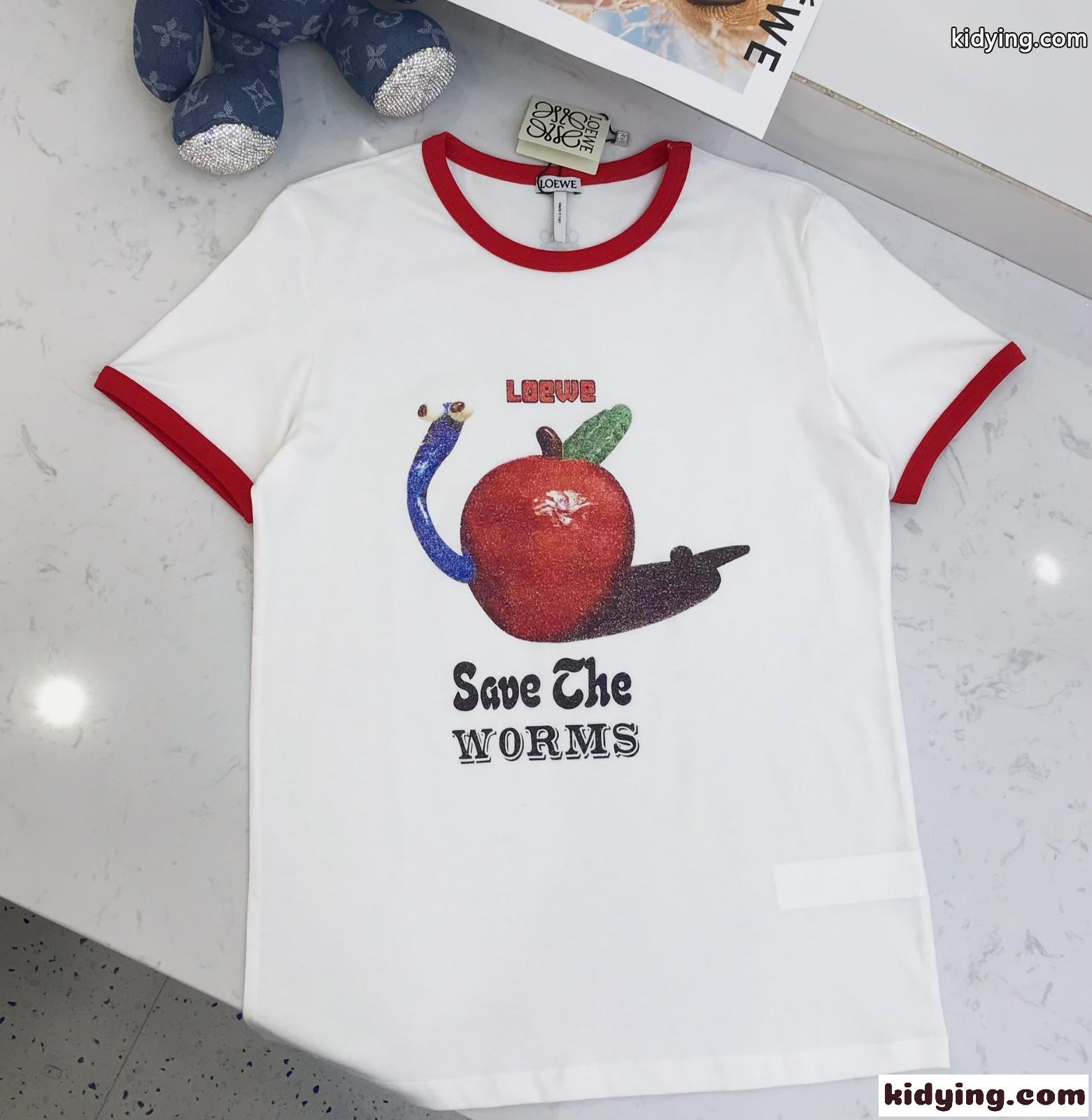 おしゃれ アップルプリント スリム 快適 ロエベ tシャツ コピー 半袖 クルーネック レディース-0