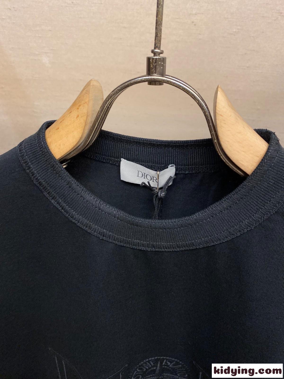DIOR AND STONE ISLAND 半袖Tシャツ クリスチャン・ディオール Tシャツ コピー ブラック-0